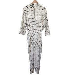 Monique Lhuillier Silk Dress Womens Sz 6 White Butterfly Midi Faux Wrap No Belt